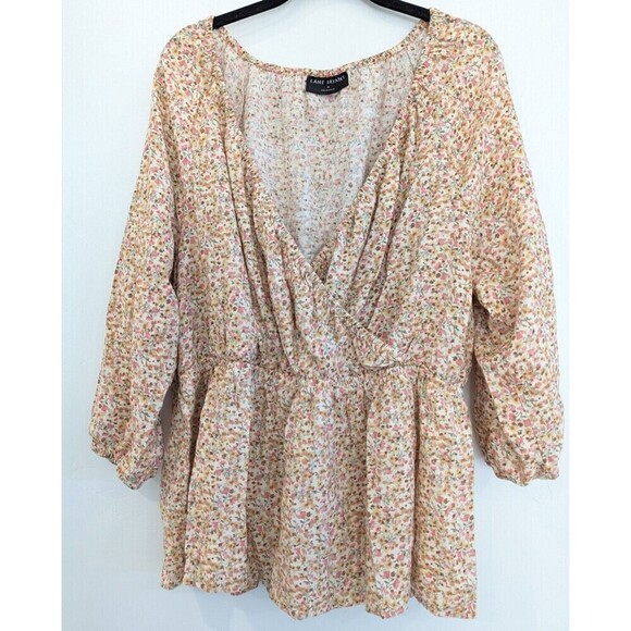 Lane Bryant Blouse Womens Plus Size 18 Floral Peplum Top - Picture 1 of 11